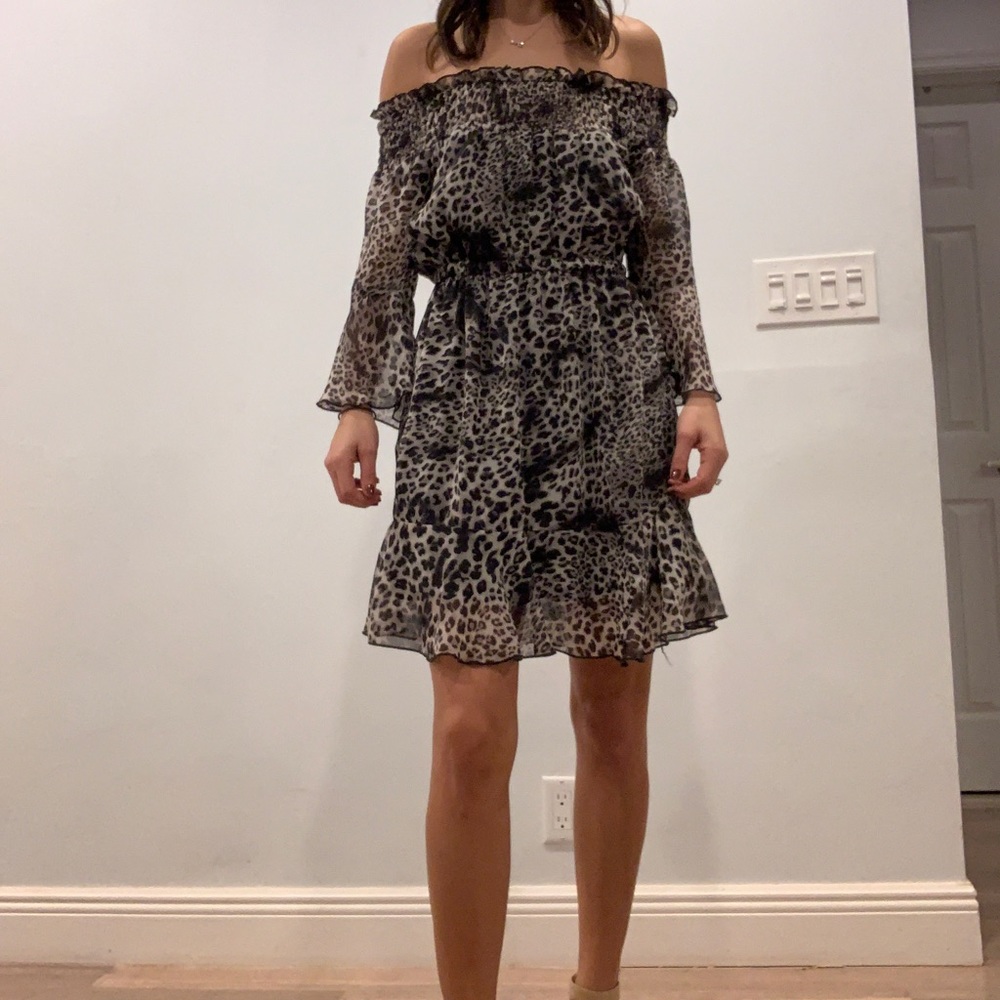 Off the shoulder leopard dress